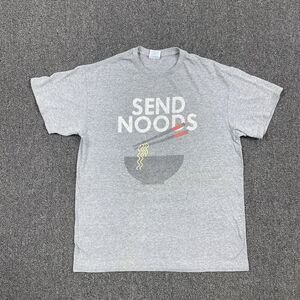 "Send Noods" Graphic Tshirt Mens Gray Noodle Bowl Funny Tee Size Medium